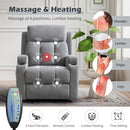 Light Grey Upholstered Manual Recliner With Massage