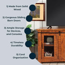 65 Inch Solid Wood TV Stand Honey Tobacco With Rustic Doors