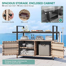 Large Outdoor Kitchen Rolling Cart With Black Glass Top