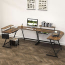 Vista Rustic Brown L Shaped Desk With Monitor Stand
