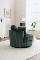 Oversized 360 Degreed Swivel Accent Chair Modern Soft Plush Corduroy Round Barrel Chair for Living Room Bedroom with Pillows, Green