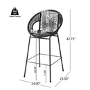 Ferrara Outdoor Patio Barstool Set of 2, Black Faux Wicker PE Rattan with Iron Frame