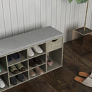Storage Bench, Shoe Bench, Entryway Bench with Padded Cushion, Drawer and Open Compartments, Bench with Storage, 3 Tier Shoe Rack Bench