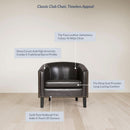 Espresso Brown Faux Leather Barrel Chair Nailhead Trim