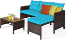 L-Shaped Outdoor Rattan Sofa Set with Coffee Table