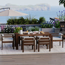 TREXM 7-Piece Patio Dining Table Set for 6, Outdoor Furniture Sets with 72.8' Rectangle Table, Patio Table and Chairs Set with Removable Cushions for Backyard, Garden, Poolside (Mocha + Beige Cushion)