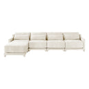 Elegant Four-Seater Sofa with Movable Ottoman in White Chenille Fabric and Ergonomic Design