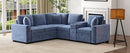 L-shaped Convertible Sofa Bed with Pull-Out Bed, Cup Holders, and Storage Space, Blue Chenille, 120.5'