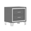 3-Pieces Bedroom Sets,Queen Size Upholstered Platform Bed with LED Lights and Two Nightstands-Gray