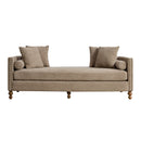 Upholstered Chaise Lounge Indoor with Nailheads, Sleeper Sofa Couch with 4 Throw Pillows & 2 Bolsters, Daybed with Rubberwood Legs, Taupe Chenille,75.2'' Wide