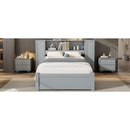 Twin Size Platform Bed with Storage Headboard and Lockers, Gray