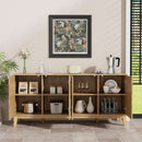 63 Inch Buffet Cabinet White With Blue Water Pattern