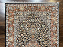 Silk Indian Kashmiri Rug 3x5, Indo Persian Silk on Silk Carpet, Very Fine 350 KPSI, Navy Blue, Handmade, Floral Medallion