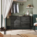 Charcoal Black Fabric Dresser With 5 Drawers For Bedroom Storage