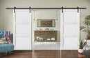 Lucia 2661 Matte White 3 Panel Double Barn Door | Black Rail