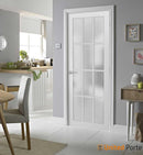 Felicia 3312 White Barn Door Slab with 12 Lites Frosted Glass