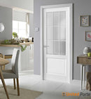 Felicia 3309 Matte White Barn Door Slab with 9 Lites Frosted Glass