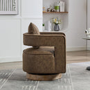 29.1'W Swivel Accent Open Back Barrel Chair Modern Comfy Sofa Chair With Weathered Base For Nursery Bedroom Living Room Hotel Office, Club Chair Leisure Arm Chair For Lounge (Coffee,PU)