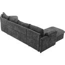 146.9" L-shaped Sofa Sectional Sofa Couch Pull-out Sofa Bed with a Movable Storage Ottoman, a Storage Chaise Lounge and Two USB Ports for Living Room, Grey