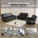 3 Piece Faux Leather Sofa Set For Living Room Black 3 Seater Sofa Loveseat Armchair