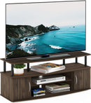 JAYA Large TV Stand for 55 Inch TVs Walnut Black Finish