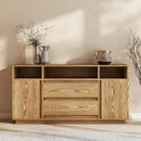 63 Inch Natural Solid Wood Sideboard With Drawers Storage