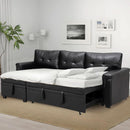 Sleeper Sectional Sofa Black Leather With Convertible Bed