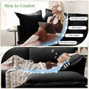 Slip-covered Armchair with 1 Big Back Cushion and 2 Big Toss Pillows, Single Deep Seat Comfy Single Couch Sofa Multiple Large Soft Pillows, Chenille Fabric, Black