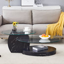 Modern Marble Pattern Double Layer Coffee Table - Versatile Design with Tempered Glass and MDF Base
