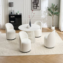 Set Of 1 Upholstered Kitchen & Dining Room Barrel Chair, Mid Century Modern Round Velvet Dining Chair, 360 Degree Swivel Comfy Armless Accent Makeup Vanity Side Chair for Bedroom Living Room