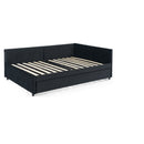 Full Size Daybed with Trundle Upholstered Tufted Sofa Bed, Sofa Bed Frame with Comfortable Backrest and Armrests, Velvet, Black(79.5''x58''x25'')