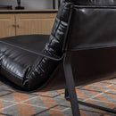 Black PU Leather MidCentury Upholstered Leisure Armchair