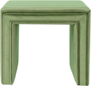Elegant Green Velvet Tufted Channel Ottoman Footstool