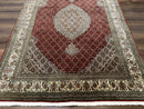 Persian Rug 5x7, Very Fine 330 KPSI, Red and Ivory, Herati Mahi Pattern, Wool & Silk