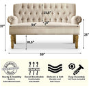 Warm Beige Loveseat Sofa Set With Tufted Back Upholstery