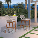 Counter Height Bar Stools With Backrest Set of 4 Rattan