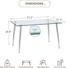 Glass Dining Table For 4 51 Inch Clear Top For Home