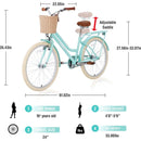 Steel Frame,Multiple Colors, for 10+Years Old Girls Bike,24 inch wheel