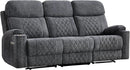 Grey Fabric 3-Seater Electric Recliner Sofa with Cup Holders