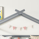 Low Loft House Bed With Slide, Ladder, Safety Guardrails, House Roof Frame