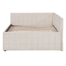 Full Size Upholstered L-Shaped Upholstered Daybed with Twin
Size Pop Up Trundle and USB ports, Beige