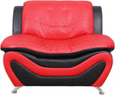 Aldo 3 Piece Modern Sofa Set Black Red Faux Leather