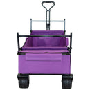 480Lbs Collapsible Wagon with Canopy,Wagon Stroller with 7' All-Terrain Wheels, Lightweight Foldable Wagon, Large Capacity for Camping, Shopping, Sports, and Garden Use, purple