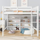 Loft Bed With 8 Open Storage Shelves And Built In Ladder
