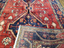 Antique Persian Zanjan Nahavand Heriz Rug, Red & Blue, Hand-Knotted, 5' x 9' 7"