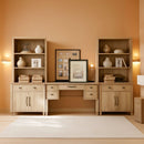 Oak 56 Inch Distressed Contemporary Workstation Desk