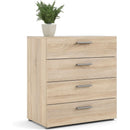 Oak Structure Four Drawer Chest With Silver Bar Handles