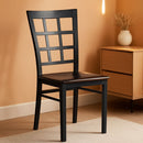 Black Window Back Metal Dining Chair With Walnut Wood Seat