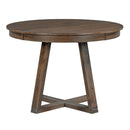 TREXM 5-Piece Retro Functional Dining Set, Round Table with a 16'W Leaf and 4 Upholstered Chairs for Dining Room and Living Room (Walnut)