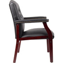 Leather Reception Guest Chairs W/Padded Seat and Arms Ergonomic Mid-Back Office Executive Side Chair for Meeting Waiting Room Conference Office Guest Chairs,Black